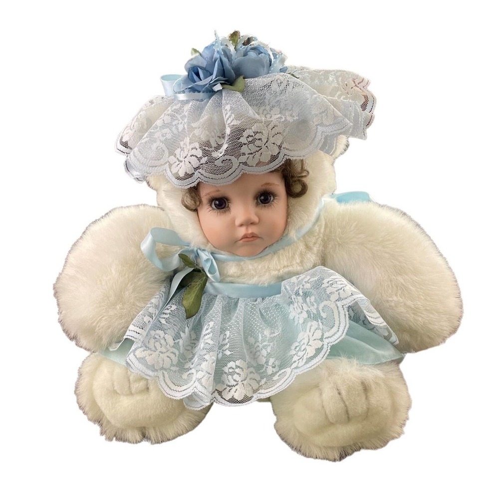 Artist Doll Ceramic Head Plush Bear Body Mythical Woodland Creature 90s Vintage